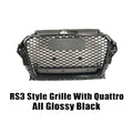 Driftline Audi RS3 8V Honeycomb Grille — Gloss Black Front Grille