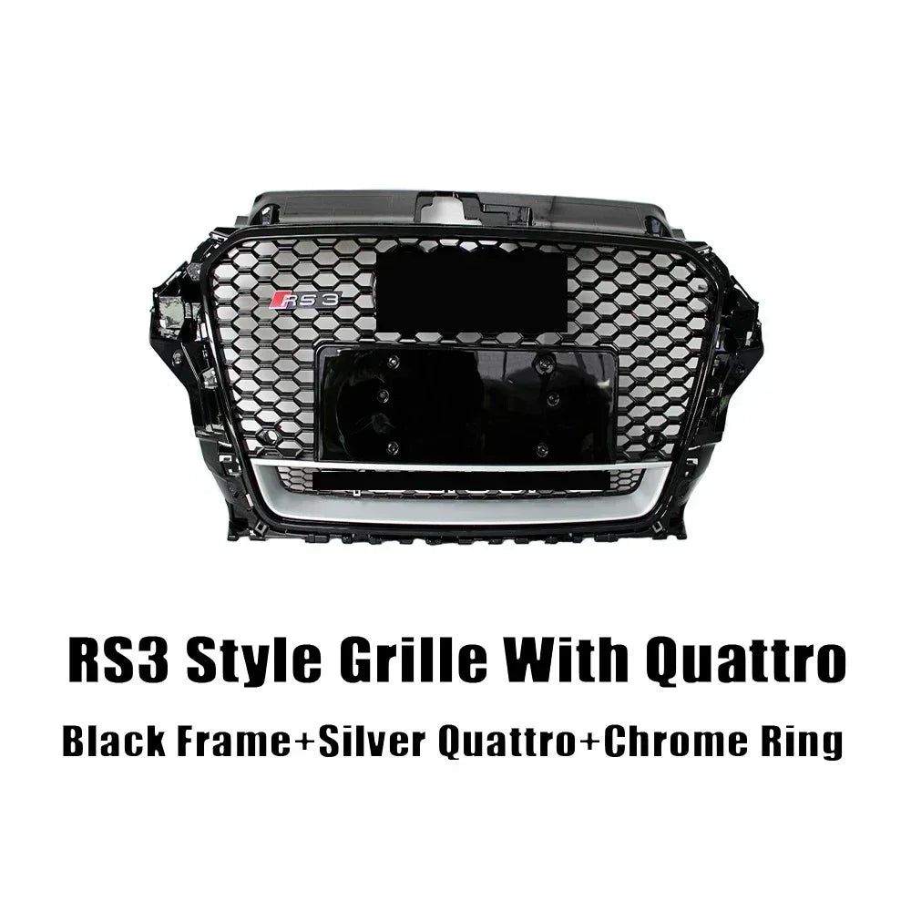 Driftline Audi RS3 8V Honeycomb Grille — Gloss Black Front Grille