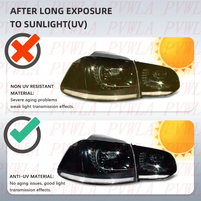 Driftline VW Golf 6 MK6 Smoked LED Tail Lights — Dynamic Flowing Turn Signal (GTI/R, 2009–2013)