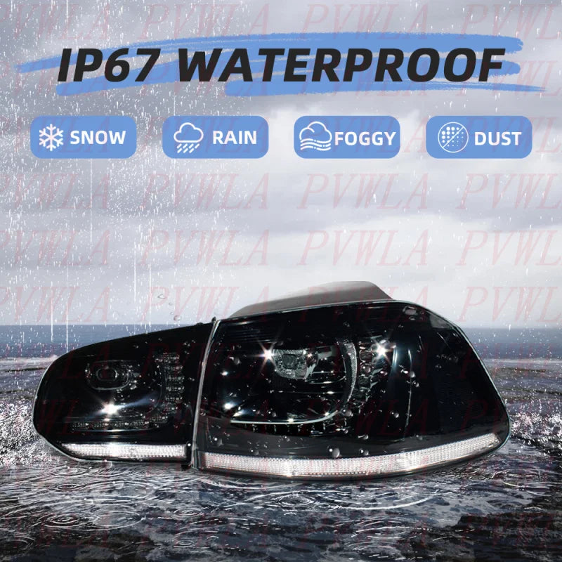 Driftline VW Golf 6 MK6 Smoked LED Tail Lights — Dynamic Flowing Turn Signal (GTI/R, 2009–2013)