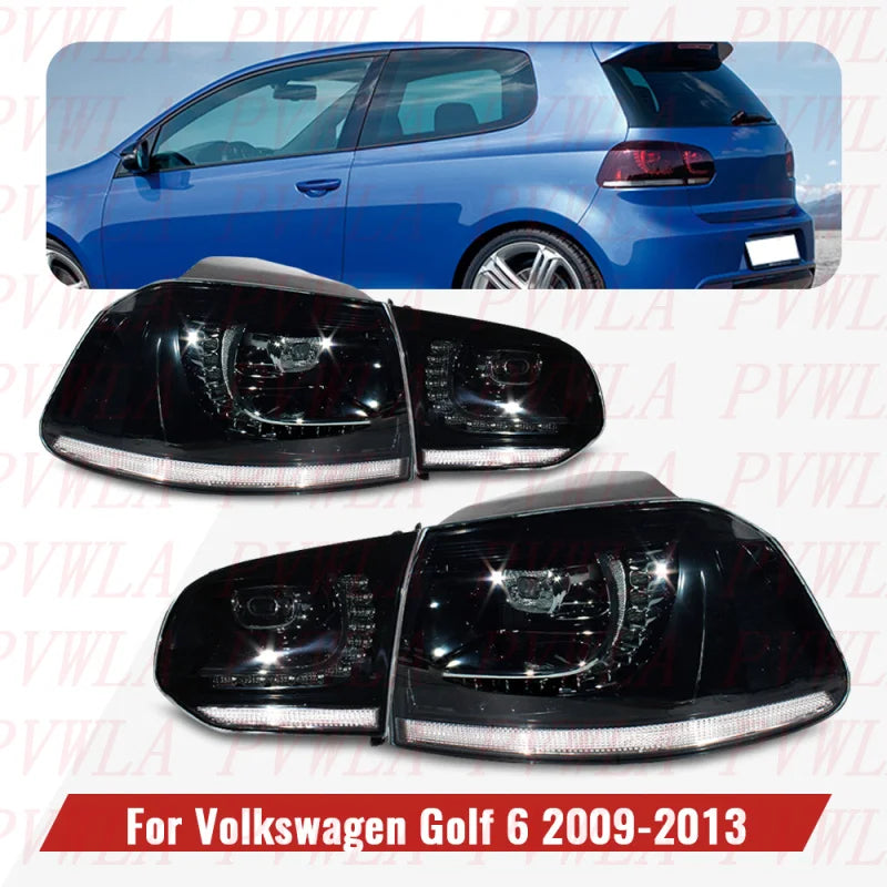 Driftline VW Golf 6 MK6 Smoked LED Tail Lights — Dynamic Flowing Turn Signal (GTI/R, 2009–2013)