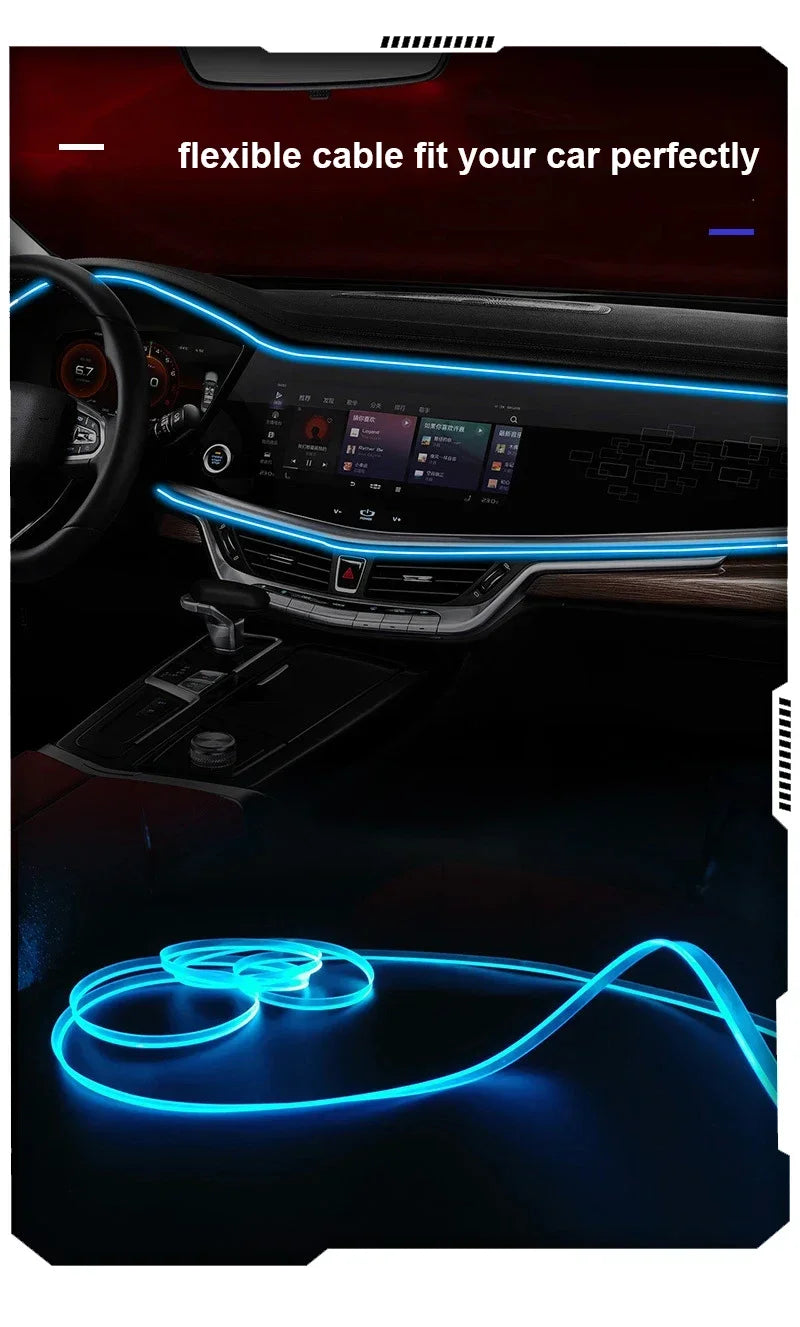 Driftline RGB Fiber Optic Ambient Light Strip — App-Controlled Interior LED Kit (2M/3M/4M/5M)