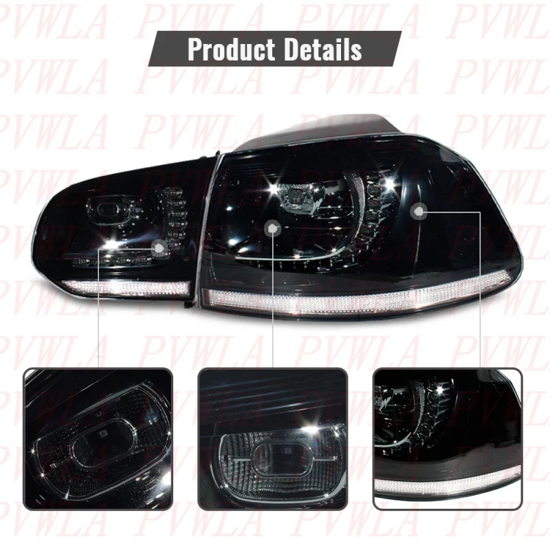Driftline VW Golf 6 MK6 Smoked LED Tail Lights — Dynamic Flowing Turn Signal (GTI/R, 2009–2013)