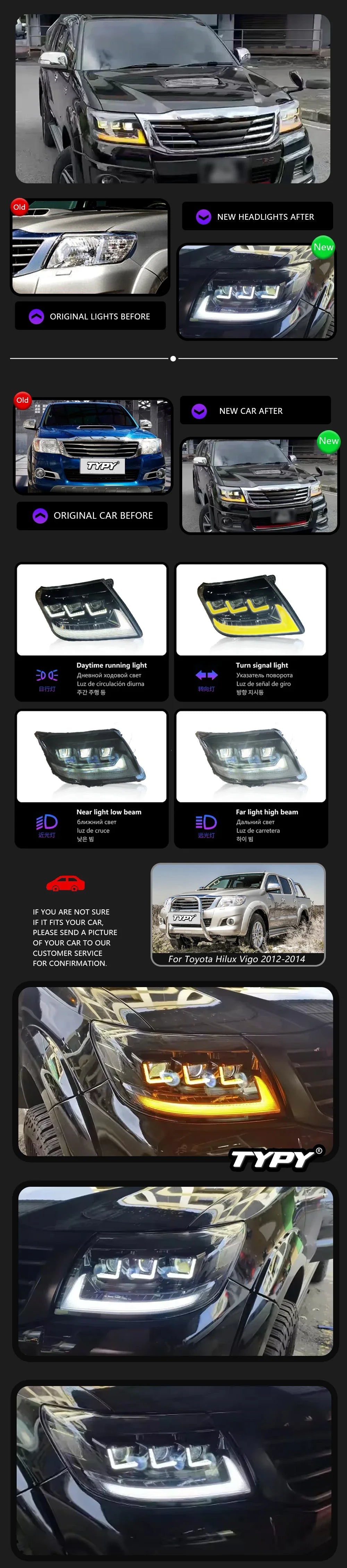 Driftline Toyota Hilux LED Headlights — Sequential DRL & Dynamic Turn Signal (2012–2014)